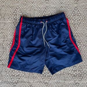 Speedo Men’s Small‎ Navy Blue Red UPF50 Comfort Stretch Swim Trunks